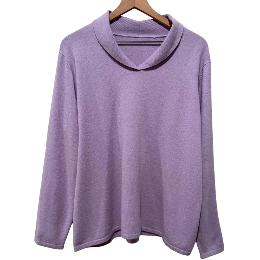 Valerie Stephens 100% Cashmere Sweater Women XL Purple Pullover V-Neck Preppy